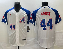 Nike Atlanta Braves #44 Hank Aaron white Flexbase #44 front 2023 City Authentic Stitched MLB Jersey