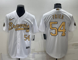 Nike Atlanta Braves #54 Max Fried White #54 in front 2022 All Star Authentic Stitched MLB Jersey