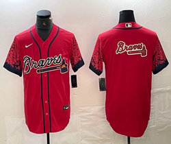 Nike Atlanta Braves Blank Red Sleeves Discoloration Game Authentic Stitched MLB Jersey