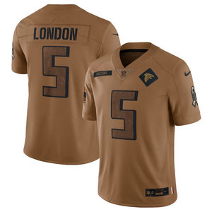 Nike Atlanta Falcons #5 Drake London 2023 Brown Salute To Service Authentic Stitched NFL Jersey