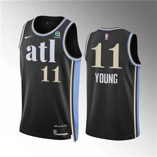 Nike Atlanta Hawks #11 Trae Young 2024 Black City With Advertising Stitched NBA Jersey
