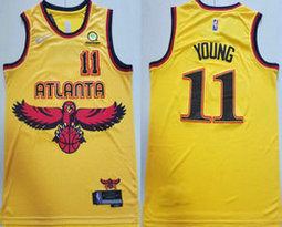 Nike Atlanta Hawks #11 Trae Young Yellow City 75th anniversary Authentic Stitched NBA Jersey