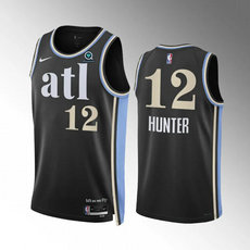 Nike Atlanta Hawks #12 De'Andre Hunter 2024 Black City With Advertising Stitched NBA Jersey