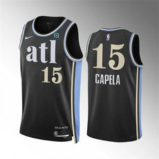 Nike Atlanta Hawks #15 Clint Capela 2024 Black City With Advertising Stitched NBA Jersey