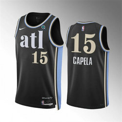 Nike Atlanta Hawks #15 Clint Capela Black City 23-24 With Advertising Authentic Stitched NBA Jersey