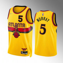 Nike Atlanta Hawks #5 Dejounte Murray Gold Authentic Stitched NBA Jersey