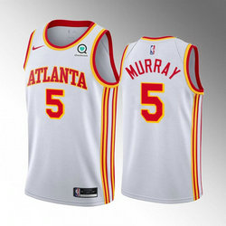 Nike Atlanta Hawks #5 Dejounte Murray White Authentic Stitched NBA Jersey