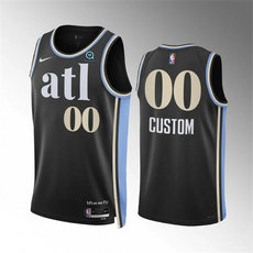 Nike Atlanta Hawks Custom 2024 Black City With Advertising Stitched NBA Jersey