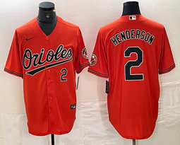 Nike Baltimore Orioles #2 Gunnar Henderson Orange Game Authentic Stitched MLB Jersey