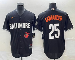 Nike Baltimore Orioles #25 Anthony Santander Black 2023 City Team Logo on front Game Authentic Stitched MLB Jersey
