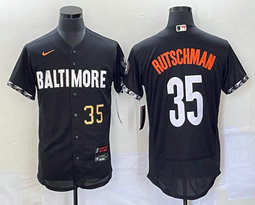 Nike Baltimore Orioles #35 Adley Rutschman Black 2023 City Gold 35 on front Flexbase Authentic Stitched MLB Jersey