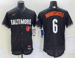 Nike Baltimore Orioles #6 Ryan Mountcastle Black 2023 City Team Logo on front Flexbase Authentic Stitched MLB Jersey