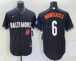 Nike Baltimore Orioles #6 Ryan Mountcastle Black 2023 City Team Logo on front Game Authentic Stitched MLB Jersey