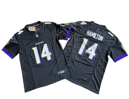 Nike Baltimore Ravens #14 Kyle Hamilton Black 2024 F.U.S.E. Authentic Stitched NFL Jersey