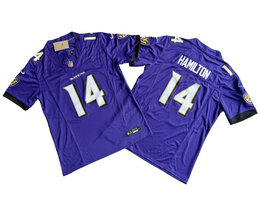 Nike Baltimore Ravens #14 Kyle Hamilton Purple F.U.S.E. Authentic Stitched NFL Jersey