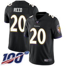 Nike Baltimore Ravens #20 Ed Reed With NFL 100th Season Patch Black Vapor Untouchable Limited Authentic Stitched NFL Jersey