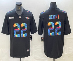 Nike Baltimore Ravens #22 Derrick Henry Black Rainbow Authentic Stitched NFL Jersey