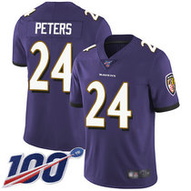Nike Baltimore Ravens #24 Marcus Peters 100th Season Purple Vapor Untouchable Limited Authentic Stitched NFL Jersey