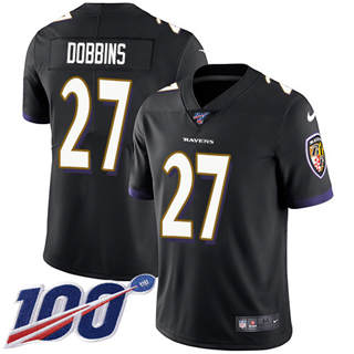 Nike Baltimore Ravens #27 J.K. Dobbins 100th Season Black Vapor Untouchable Authentic Stitched NFL Jersey
