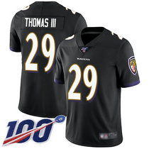 Nike Baltimore Ravens #29 Earl Thomas III With 100th Season Patch Black Vapor Untouchable Authentic stitched NFL jersey