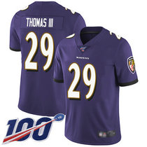 Nike Baltimore Ravens #29 Earl Thomas III With 100th Season Patch Purple Vapor Untouchable Authentic stitched NFL jersey