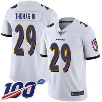 Nike Baltimore Ravens #29 Earl Thomas III With 100th Season Patch White Vapor Untouchable Authentic stitched NFL jersey