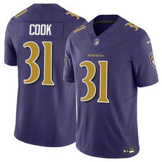 Nike Baltimore Ravens #33 Dalvin Cook Purple 2024 F.U.S.E. Rush Authentic Stitched NFL Jersey