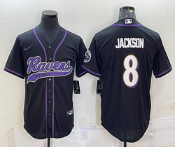 Nike Baltimore Ravens #8 Lamar Jackson Black Adults Authentic Stitched baseball jersey