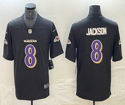 Nike Baltimore Ravens #8 Lamar Jackson Black fashion Authentic Stitched NFL Jersey