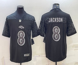 Nike Baltimore Ravens #8 Lamar Jackson Black Reflective Authentic Stitched NFL jersey