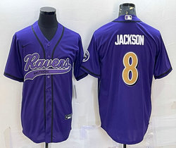 Nike Baltimore Ravens #8 Lamar Jackson Purple Adults Authentic Stitched baseball jersey