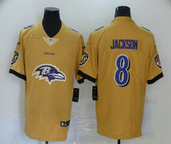 Nike Baltimore Ravens #8 Lamar Jackson Yellow With team logo Vapor Untouchable Authentic Stitched NFL Jersey