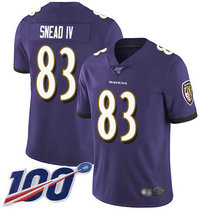 Nike Baltimore Ravens #83 Willie Snead IV With 100th Season Patch Purple Vapor Untouchable Limited Authentic Stitched NFL Jersey