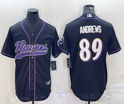 Nike Baltimore Ravens #89 Mark Andrews Black white number Joint Authentic Stitched baseball jersey