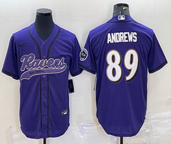 Nike Baltimore Ravens #89 Mark Andrews Purple white number Joint Authentic Stitched baseball jersey