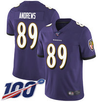 Nike Baltimore Ravens #89 Mark Andrews With 100th Season Patch Purple Vapor Untouchable Limited Authentic Stitched NFL Jersey