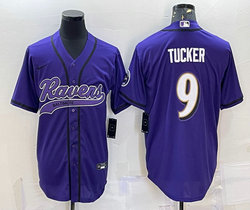 Nike Baltimore Ravens #9 Justin Tucker Purple Adults white number Authentic Stitched baseball jersey