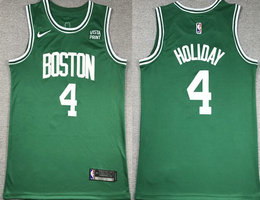 Nike Boston Celtics #4 Jrue Holiday Green With Advertising Authentic Stitched NBA Jersey