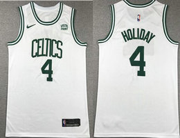Nike Boston Celtics #4 Jrue Holiday White With Advertising Authentic Stitched NBA Jersey
