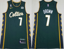 Nike Boston Celtics #7 Jaylen Brown 2023 Green City With Advertising NBA Jersey