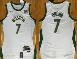 Nike Boston Celtics #7 Jaylen Brown 2024 City With Advertising Authentic Stitched NBA Jersey