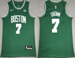 Nike Boston Celtics #7 Jaylen Brown Green 75th anniversary With Advertising Authentic Stitched NBA Jersey
