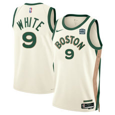 Nike Boston Celtics #9 Derrick White White 2024 City With Advertising Stitched NBA Jersey