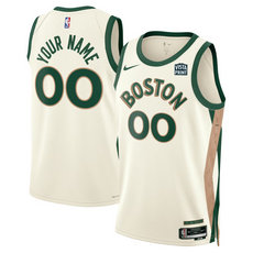 Nike Boston Celtics Custom White 2024 City With Advertising Stitched NBA Jersey