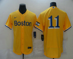 Nike Boston Red Sox #11 Rafael Devers no name Gold Light Blue 2021 City Flexbase Authentic stitched MLB jersey