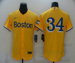 Nike Boston Red Sox #34 David Ortiz Gold Light Blue 2021 City Flexbase Authentic stitched MLB jersey