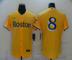 Nike Boston Red Sox #8 Carl Yastrzemski no name Gold Light Blue 2021 City Flexbase Authentic stitched MLB jersey
