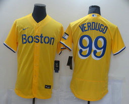 Nike Boston Red Sox #99 Alex Verdugo Gold Light Blue 2021 City Flexbase Authentic stitched MLB jersey