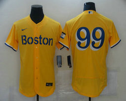Nike Boston Red Sox #99 Alex Verdugo no name Gold Light Blue 2021 City Flexbase Authentic stitched MLB jersey
