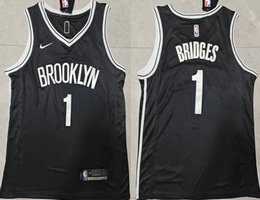 Nike Brooklyn Nets #1 Mikal Bridges Black Authentic Stitched NBA Jersey